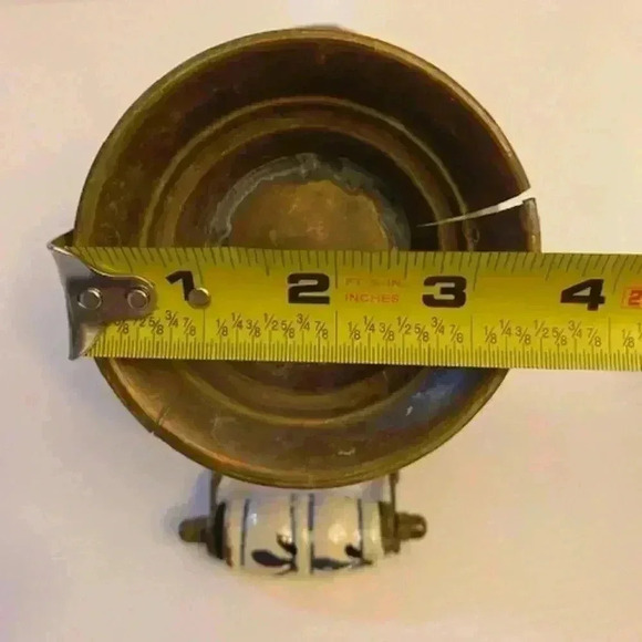 Antique Hand Crafted Pitcher With Lion Heads & Blue White Painted Handle - Picture 10 of 12